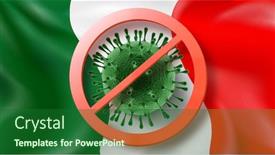  Presentation with coronavirus - Beautiful PPT layouts featuring prohibition-sign-with-crossed-out backdrop and a forest green colored foreground