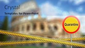  Presentation with covid coronavirus - PPT theme with prohibition-sign-with-information background and a light blue colored foreground