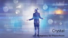  Presentation with good - Beautiful slide deck featuring project - good looking businessman checking reports backdrop and a light blue colored foreground