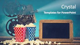  Presentation with projector - PPT layouts with old style movie projector still background and a teal colored foreground