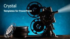  Presentation with old style - Audience pleasing PPT layouts consisting of old style movie projector still backdrop and a ocean colored foreground