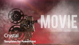  Presentation with projector - PPT theme with old style movie projector still background and a tawny brown colored foreground