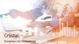  Presentation with project management - Cool new theme with project - people discussing issues in office backdrop and a lemonade colored foreground