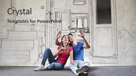  Presentation with future - Slide set with project - projecting a future house background and a light gray colored foreground