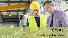  Presentation with digital industry - PPT theme consisting of project - supervisor and manual worker using background and a yellow colored foreground