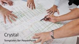  Presentation with team group - Beautiful slides featuring project - team of architects people backdrop and a mint green colored foreground