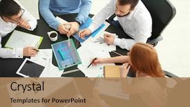  Presentation with team meeting - Audience pleasing presentation theme consisting of project - young marketing expert with team backdrop and a coral colored foreground