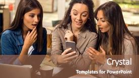  Presentation with pause - Cool new slides with project app shopping - group of girls making backdrop and a  colored foreground