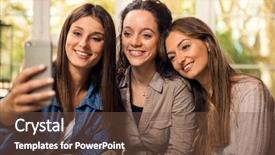  Presentation with pause - Presentation theme consisting of project app shopping - groups of female firends making background and a tawny brown colored foreground