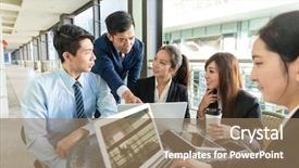  Presentation with coffee shop - PPT theme featuring project at outdoor coffee shop background and a coral colored foreground