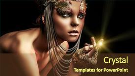  Presentation with golden woman - Presentation design featuring project beautiful woman with gold background and a tawny brown colored foreground