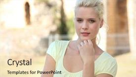  Presentation with village - Slide deck consisting of project bus - blonde woman walking background and a lemonade colored foreground