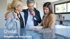  Presentation with real estate - Colorful PPT layouts enhanced with project buy - couple visiting home with real-estate backdrop and a  colored foreground