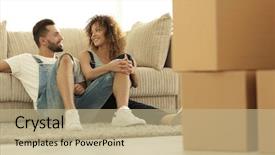  Presentation with new home - Beautiful slides featuring project buy - happy family plans its future backdrop and a coral colored foreground