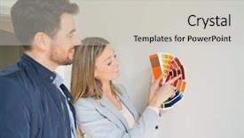  Presentation with new home - PPT layouts consisting of project buyer - wife showing husband colour chart background and a light gray colored foreground