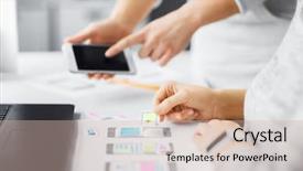  Presentation with web design - Colorful presentation enhanced with project dashboard - app design technology and business backdrop and a  colored foreground