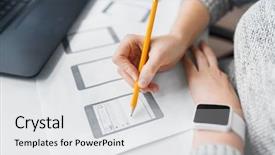  Presentation with web design - Audience pleasing presentation theme consisting of project dashboard - app design technology and business backdrop and a  colored foreground