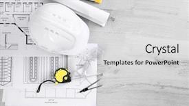  Presentation with top view - Beautiful presentation theme featuring project drawings and white helmet backdrop and a light gray colored foreground