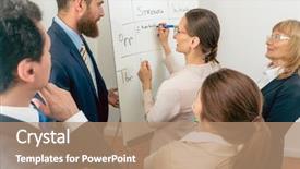  Presentation with board meeting - Beautiful presentation theme featuring project during board of directors backdrop and a coral colored foreground