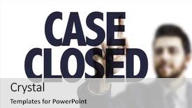  Presentation with case - Colorful presentation design enhanced with project end study - business man pointing the text backdrop and a light gray colored foreground