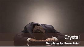  Presentation with copy space - Slides featuring project end study - young businessman fell asleep background and a  colored foreground