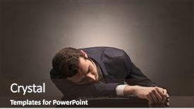  Presentation with workplace and time - Slide set featuring project end study - young businessman fell asleep background and a  colored foreground