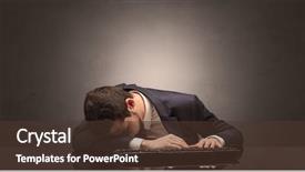  Presentation with workplace and time - Presentation with project end study - young businessman fell asleep background and a  colored foreground