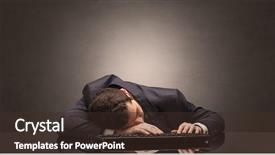  Presentation with workplace - PPT layouts having project end study - young businessman fell asleep background and a  colored foreground