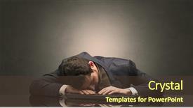  Presentation with workplace conflicts - Colorful slides enhanced with project end study - young businessman fell asleep backdrop and a  colored foreground