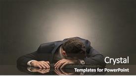  Presentation with workplace - Presentation theme enhanced with project end study - young businessman fell asleep background and a  colored foreground