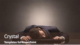  Presentation with workplace conflicts - Beautiful presentation featuring project end study - young businessman fell asleep backdrop and a  colored foreground