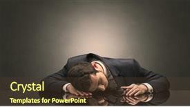  Presentation with workplace - Colorful presentation theme enhanced with project end study - young businessman fell asleep backdrop and a  colored foreground