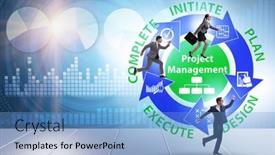  Presentation with project management - Theme featuring project-management-concept-in-stages background and a teal colored foreground