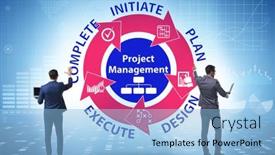  Presentation with project management - Presentation enhanced with project-management-concept-in-stages background and a light blue colored foreground