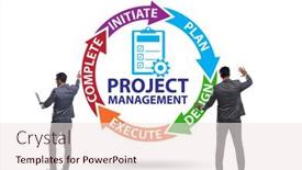  Presentation with project management - Cool new PPT theme with project-management-concept-in-stages backdrop and a sky blue colored foreground