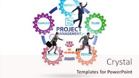  Presentation with project management - Colorful PPT theme enhanced with project-management-concept-in-stages backdrop and a sky blue colored foreground