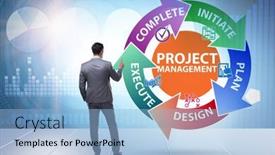  Presentation with project management - Beautiful slide deck featuring project-management-concept-in-stages backdrop and a light blue colored foreground
