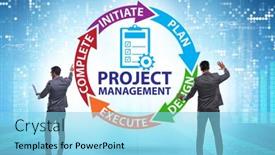  Presentation with project management - Slides enhanced with project-management-concept-in-stages background and a light blue colored foreground