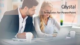  Presentation with german shepherd two young puppys - Colorful PPT theme enhanced with project management teamwork - two young colleagues searching backdrop and a lemonade colored foreground