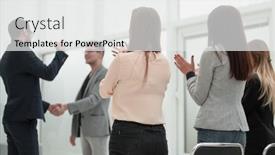  Presentation with project manager - Slide set with project-manager-and-business-team background and a white colored foreground