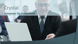  Presentation with project manager - Colorful slide deck enhanced with project manager conducts an interview with a new employee backdrop and a sky blue colored foreground