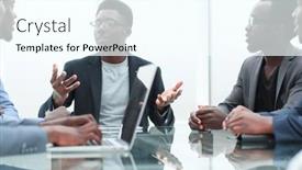  Presentation with project manager meeting - PPT layouts with project-manager-explaining-something background and a cool aqua colored foreground