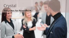  Presentation with project manager - Slides featuring project-manager-is-talking background and a coral colored foreground