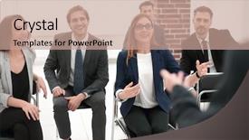  Presentation with financial report - Cool new PPT theme with project offer - discussing corporate financial report backdrop and a coral colored foreground