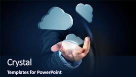  Presentation with cloud computing - Colorful slide set enhanced with project offer - woman offering cloud computing concept backdrop and a  colored foreground