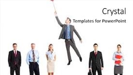  Presentation with team success for future - Presentation theme having project party - businessman flying away from his background and a white colored foreground