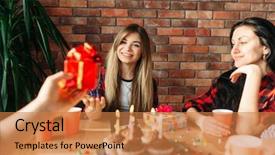  Presentation with highschool - Colorful presentation theme enhanced with project party - group of highschool students give backdrop and a coral colored foreground