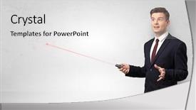  Presentation with pointer - Amazing theme having project pharamaceutical - young businessman with laser pointer backdrop and a  colored foreground