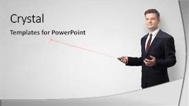  Presentation with pointer - Audience pleasing PPT theme consisting of project pharamaceutical - young businessman with laser pointer backdrop and a  colored foreground