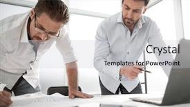  Presentation with work the word in your life - Colorful PPT theme enhanced with project plan - two architects use a laptop backdrop and a light gray colored foreground